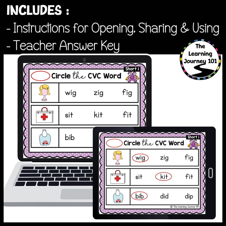 Circle the Short I CVC Words Activities | Phonics Interactive Google ...