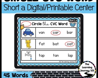 Omcirkel de activiteiten 'Korte A CVC Words' | Phonics Interactieve Google-presentaties | Digitaal en afdrukbaar centrum voor de kleuterschool en het eerste leerjaar