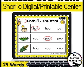 Omcirkel de activiteiten met korte O CVC-woorden | Phonics Interactieve Google-presentaties | Digitaal en afdrukbaar centrum voor de kleuterschool en het eerste leerjaar