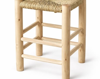 Mini tabouret Atlas en bois massif et fibres naturelles