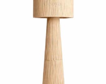 Lampadaire en raphia naturel, lampadaire artisanal bohème, lampe sur pied, décoration naturelle, lumière douce