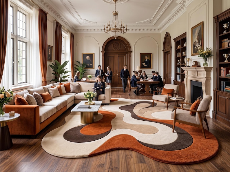 Modern Abstract Irregular Wool Rug, Hand Tufted Wavy 3D Carved Area Rug ...