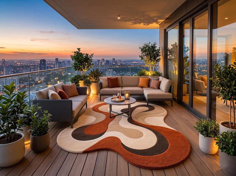 Modern Abstract Irregular Wool Rug, Hand Tufted Wavy 3D Carved Area Rug ...