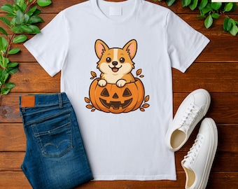 Halloween Pumpkin Corgi png, schattige hond in Jack O Lantern clipart, grappige cartoon huisdierenliefhebber sublimatie, spooky seizoen digitaal downloadbestand