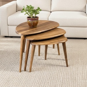 Set di tavolini da caffè impilabili, tavolini laterali moderni di metà secolo per mobili da soggiorno, tavolini impilabili scandinavi, regalo di nozze