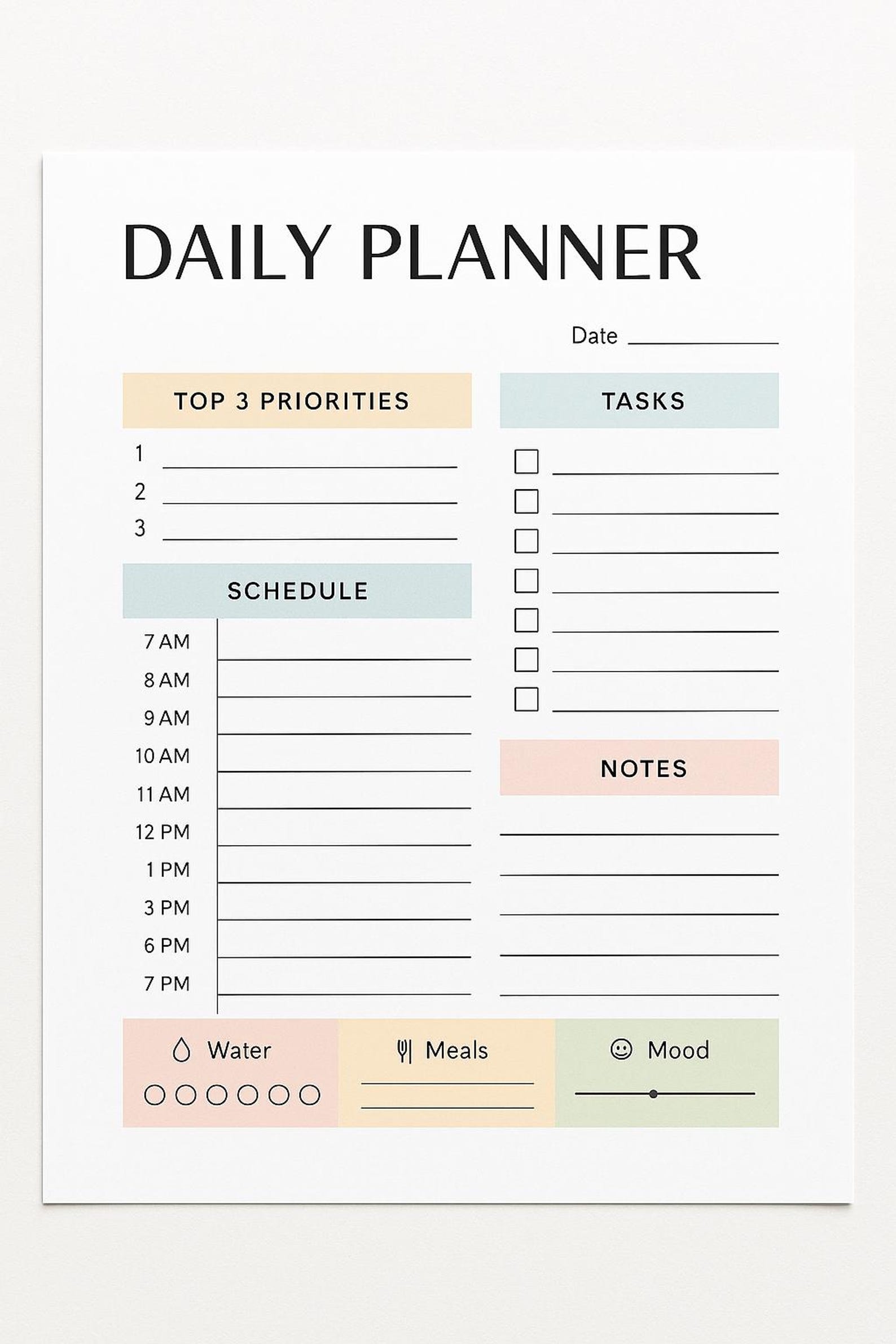Minimalist Daily Planner • Printable PDF • Instant Download - Etsy