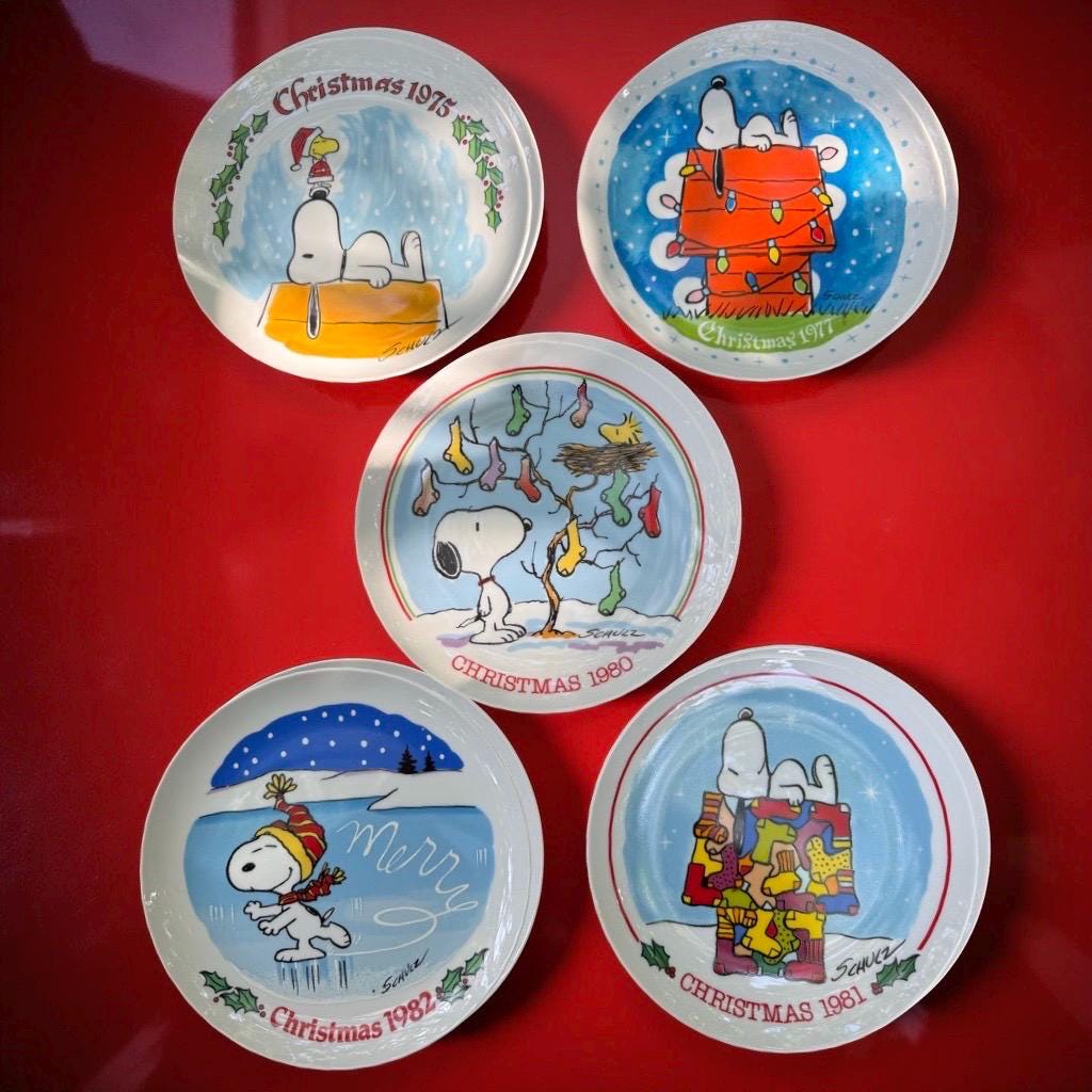 Vintage Christmas Plate Snoopy - Etsy