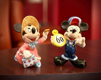 Vintage Disney Schmid Mickey & Minnie Mouse 60th Anniversary Figurines