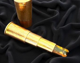 Vintage 40's 50's Brass Scope Telescoping Cigarette Holder Canister Vial  Necklace