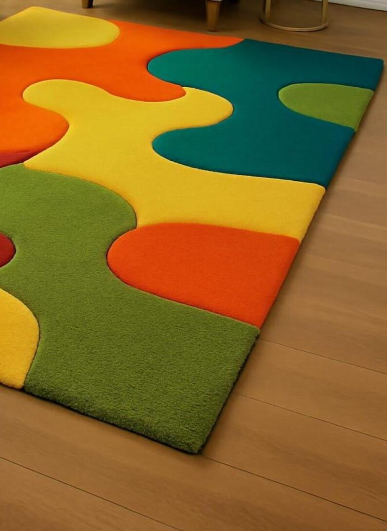 Modern Puzzle Rug Hand Tufted Puzzle Area Rug: Colorful Modern Playroom Decor - Etsy