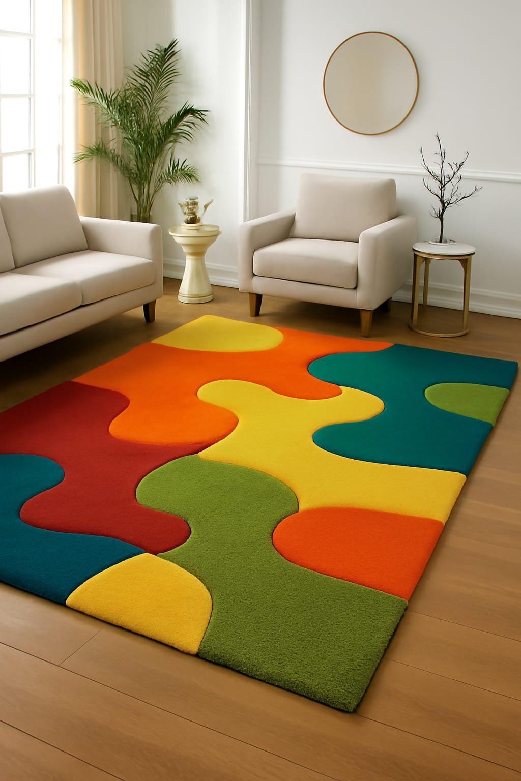Hand Tufted Puzzle Area Rug: Colorful Modern Playroom Decor - Etsy