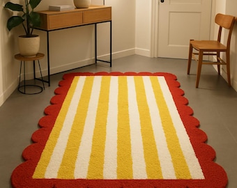 Handmade Wool Stripe Rug, Modern Colorful Area Rug