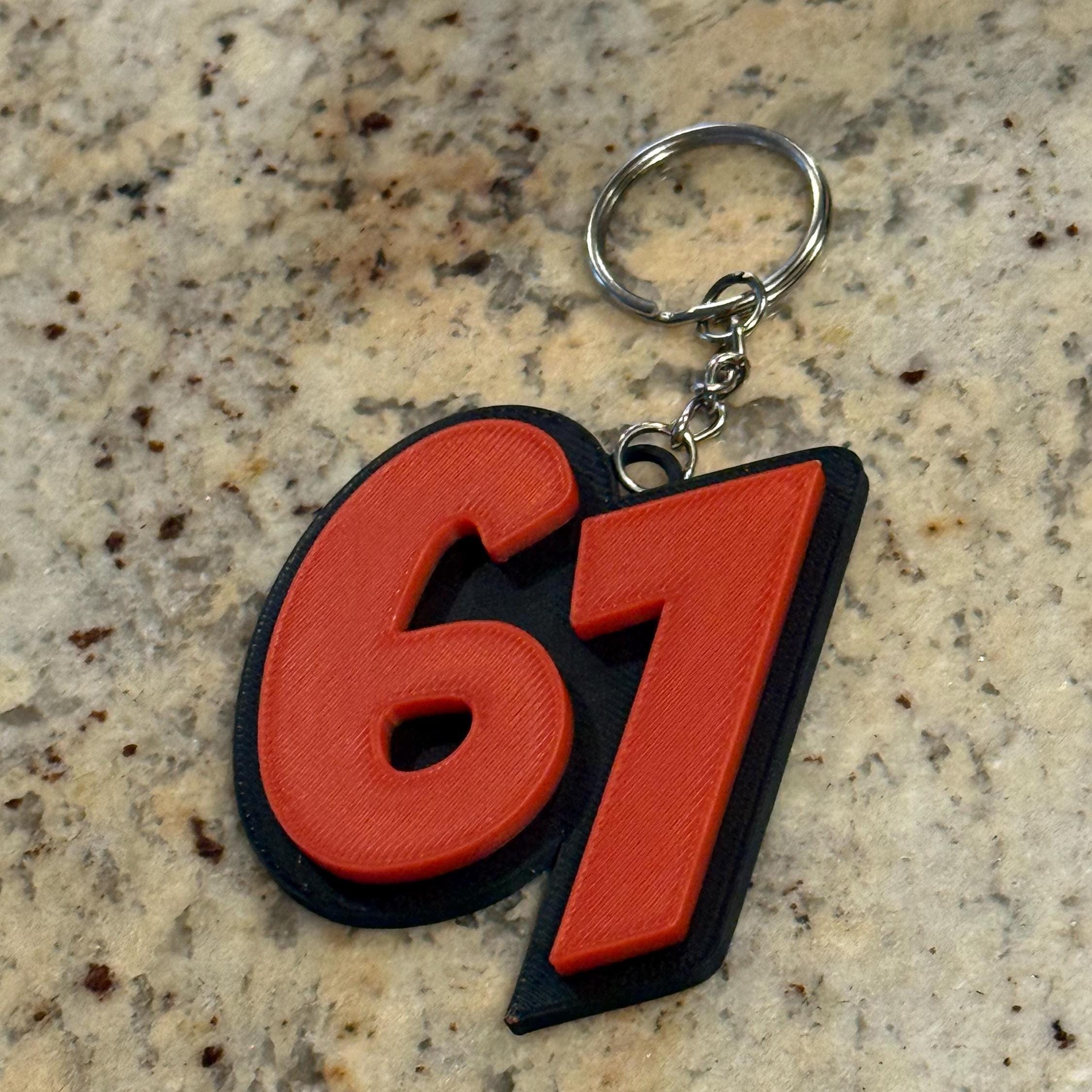 3D Printed “67” Keychain | Multi Color - Funny 67 Keychain Phrase ...