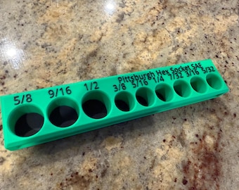 Pittsburgh Hex SAE Standard Socket Organizer Tray | Custom Color Options | Garage Tool Holder | 3D Printed Socket Organizer