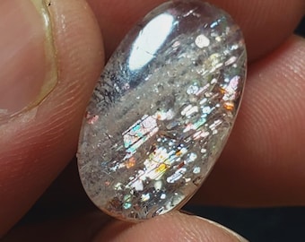 Piedra solar confeti natural / Piedra solar arcoíris de fuego / Piedra preciosa de cristal natural para uso curativo y en joyería (9,55 quilates, 20 x 11,70 x 4,20 mm)