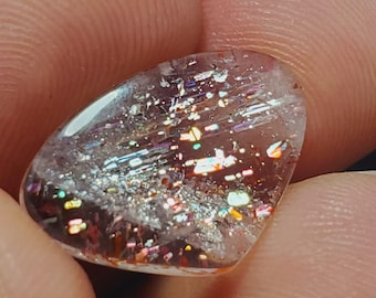Piedra solar de confeti natural / Piedra solar plateada brillante / Piedra cristalina natural para uso curativo y en joyería (6,70 quilates, 12 x 17 x 3,5)