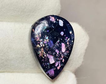 Bloodshot Iolite Glitter Cabochon Rare Quality Sunstone | Natural Firework Iolite Sunstone for Pendant Jewelry (18.70 Carat 21X15X7 mm)