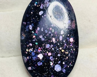 Bloodshot Iolite Glitter Cabochon Rare Quality Sunstone | Natural Firework Iolite Sunstone for Pendant Jewelry (52.25 Carat 33X21X8 mm)