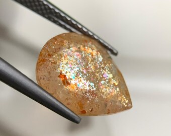 Piedra solar natural confeti / Fuego plateado brillante / Gema de cristal natural para uso curativo y en joyería