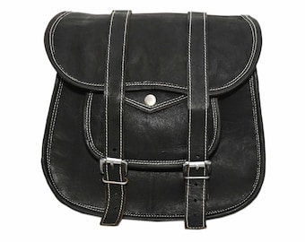Handmade Vintage Goat Leather Motorcycle Saddlebags - Universal Fit