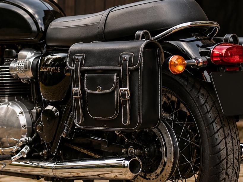 Universal Fit Motorcycle Saddlebags Handmade Vintage Goat Leather Side Bags Throw Over Panniers Biker Gift for Him