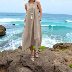 Linen maxi dress, Summer dress, plus size dress - boho chic style
