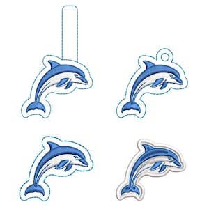 Paquete de bordado de delfines / Diseño de bordado de delfines para marcapáginas, llavero, fieltro y apliques / Archivos de bordado a máquina de animales marinos