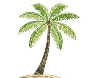 Disegno per ricamo a macchina con palma, tema spiaggia tropicale / stile boho costiero / decorazioni estive / Download immediato