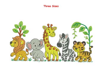Safari Animal Embroidery Design – Jungle Animals, 3 Sizes (Instant Download)