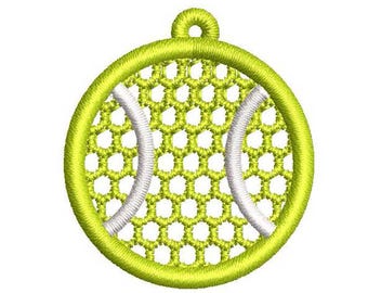 FSL Tennis Ball Earrings Embroidery Design | Sports Lace Pattern (Digital Download)