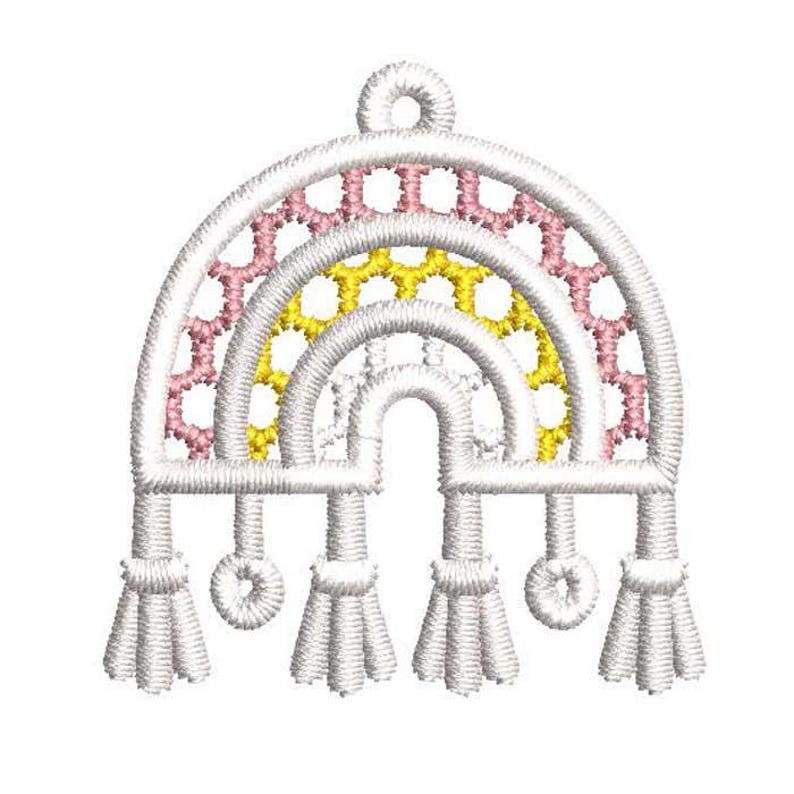 FSL Boho Rainbow Earrings Embroidery Design | Free Standing Lace Tassel ...