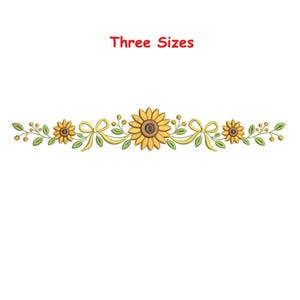 Sunflower Ribbon Garland Border Embroidery Design | Floral Border Machine Embroidery File | Sunflower Vine Border | Farmhouse Autumn Decor