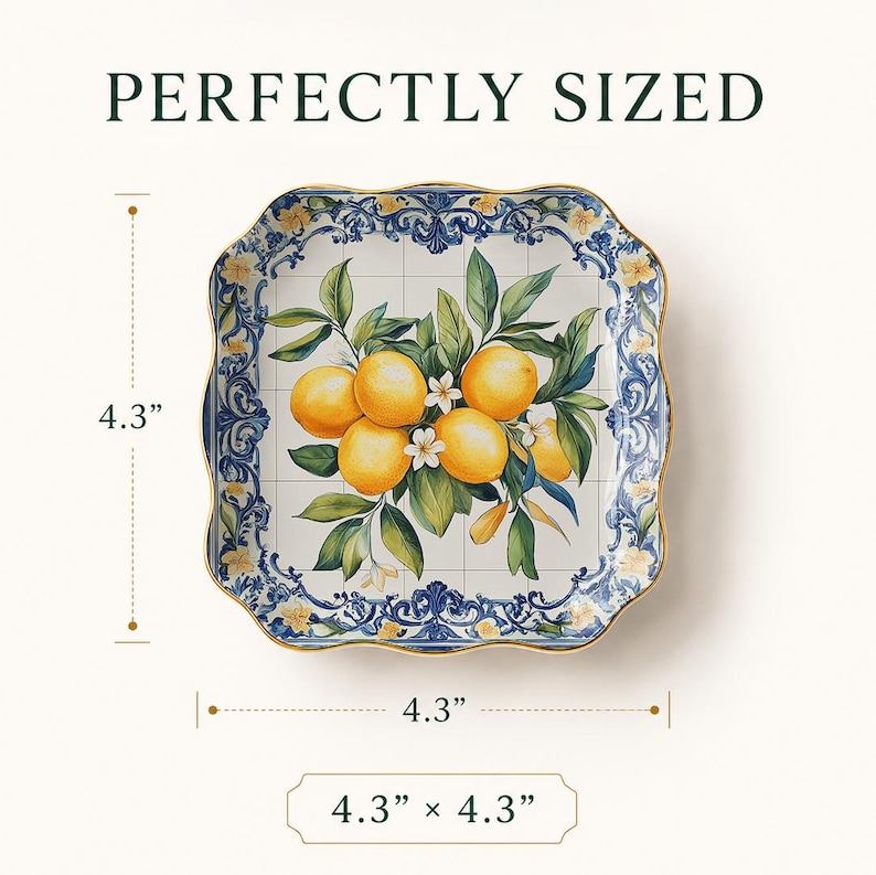 Mediterranean Porcelain Mahjong Dice Dish, Ceramic Lemon Jewelry Tray, Italian Citrus Dish Bild 4