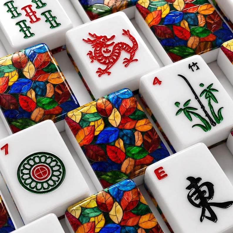 Splash of Color Autumn American Mahjong Tiles, Display Box Included, Premium Acrylic Mahjong tiles Set, Fall Themed Mah Jongg Tiles image 2