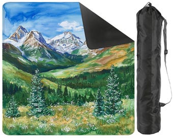 Rocky Mountains Mahjong Matte, Naturbezogene Mahjong-Matte mit Tragetasche