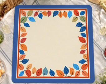 Autumn Leaves Mahjong Mat, Fall Mah Jongg Mat, 3mm Shipped Rolled, Minimalist Mat with Clear Center, 3 Sizes Available, Carry Bag Included