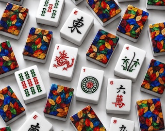 Splash of Color Autumn American Mahjong Tiles, Display Box Included, Premium Acrylic Mahjong tiles Set, Fall Themed Mah Jongg Tiles