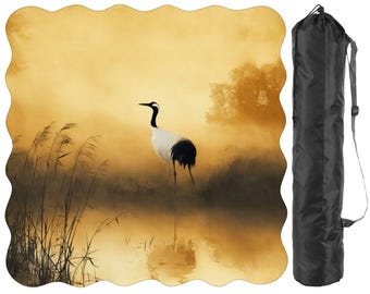 Golden Crane Mahjong-Matte, japanisch-amerikanische Mahjong-Tischmatte mit Tragetasche