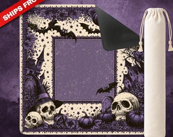 Purple Halloween Mahjong Mat, Spooky American Mahjong Table Mat with Carry Bag
