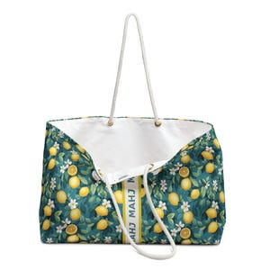 Lemon Teal Mahjong Tote Bag and Pouch Set, Summer Mahjong Tile Bag, American Mah Jongg Beach Travel Storage Bag image 5