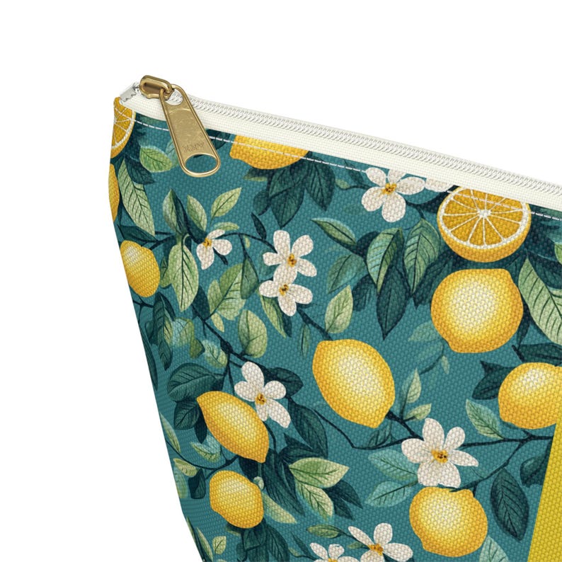Lemon Teal Mahjong Tote Bag and Pouch Set, Summer Mahjong Tile Bag, American Mah Jongg Beach Travel Storage Bag image 11