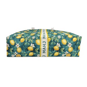 Lemon Teal Mahjong Tote Bag and Pouch Set, Summer Mahjong Tile Bag, American Mah Jongg Beach Travel Storage Bag image 6