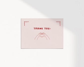 Wedding Thank you Card | Heart Hands | Illustrated & Hand drawn | Canva Template