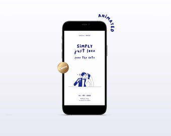 Animated Save the Date, Simply, Just Love | Illustrated Hand-drawn Canva Template