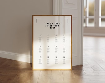 Free Drinks & a Wedding Seating Chart | Canva Template | Illustrated, Hand-drawn