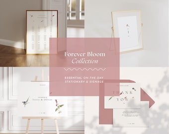 Essential Wedding Stationery Bundle | On The Day Signage | Canva Template | Forever Bloom