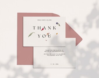 Elegant Wedding Thank You Card Template | Instant Download Canva Editable | Forever Bloom