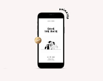 アニメーションで日付を保存する、シンプルに、ただ愛する | イラスト入り手描きCanvaテンプレート