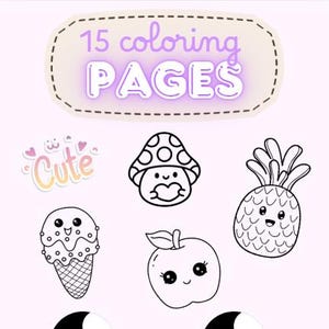 Coloring Pages Kawaii PDF – 15 printable cute pages for children and adults | Kawaii drawings to print, relaxing activity.
