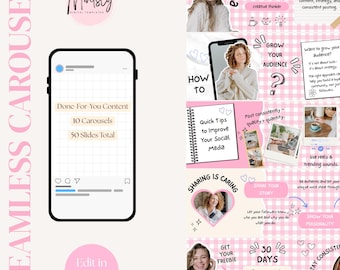 Pink Instagram Post Carousel Templates: Social Media Managers, Entrepreneurs & UGC Creators